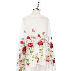 Floral White Polyester Rose Embroidery Lace Fabric, Clothing Accessories, Floral White, 1300x0.2mm