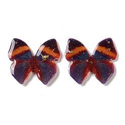 Prussian Blue Trsnaprent Epoxy Resin Pendants, Butterfly Charms, with Glitter Powder & Gold Foil, Prussian Blue, 27.5x29.5x2~2.5mm, Hole: 1.2mm
