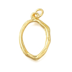 Настоящее золото 18K Стойки обшивки латунные подвески, без свинца и без кадмия, долговечный, овальные амулеты, реальный 18 k позолоченный, 21x13.5x2 мм, отверстие : 3.5 мм