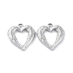 Нержавеющая Сталь Цвет Не тускнеющие 304 подвески из нержавеющей стали, шарма сердца, цвет нержавеющей стали, 22x21x2.5 мм, отверстие : 2x1.5 мм