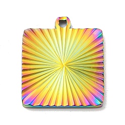 Rainbow Color Ионное покрытие (ip) 304 подвески из нержавеющей стали, квадратный шарм, Радуга цветов, 20x17x1.8 мм, отверстие : 1.6 мм