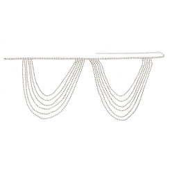 Серебро Сексуальный плечевой бюстгальтер из латуни со стразами, многослойные украшения для тела с кистями, Свадебная цепочка на руку, летняя пляжная бикини, плечевые ремни для женщин, невест, серебряные, 570 мм, 1шт / коробка