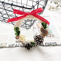White Circle Shape Rattan Vine Branch Wreath Hoop, for DIY Easter Christmas Party Decors, White, 10~10.5x1.5~1.8cm, Inner Diameter: 7~7.3cm
