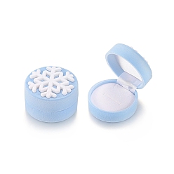 Светло-Синий Бархатные кольца шкатулка для драгоценностей, снежинка, голубой, 5.5x5.5x3.3 см