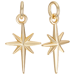 Chapado en Oro Real 18K 12 piezas colgantes de latón, con anillos de salto, larga duración plateado, encantos estrella, real 18 k chapado en oro, 22x13 mm