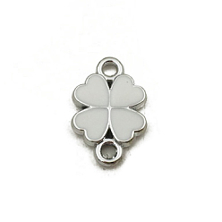 Белый Дым Соединители ccb пластиковые ссылки, с эмалью, золотые, клевер, серый, 22x14.5x3 мм