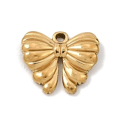 Chapado en Oro Real 18K 304 encantos de acero inoxidable, encantos de la mariposa, revestimiento de iones (ip), real 18 k chapado en oro, 10x12x2.5 mm, agujero: 1 mm