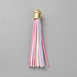 Ярко-Розовый Подвески с кисточками из искусственной кожи, ярко-розовый, 110x13.5 мм, отверстие : 5 мм