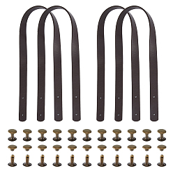 Кокосово-Коричневый 4 наборы ручек для сумок из искусственной кожи, С железными заклепками, для сумочек, ручки для изготовления сумок, кокосового коричневый, 60x1.85x0.35 см, отверстие : 3 мм