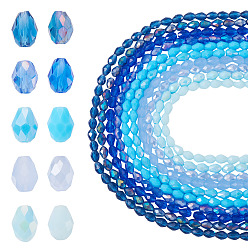 (52) Непрозрачная лаванда 10нити 10 цветные прозрачные стеклянные бусины нити, граненые, слеза, разноцветные, 8x6 мм, отверстие : 1.2 мм, около 65~67 шт / нитка, 20.08 дюйм (51 см), 1 нить / цвет, 10strands / комплект