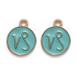 Козерог Подвески из эмали и сплава, плоский круглый с созвездием / знак зодиака, золотые, Козерог, 15x12x2 мм, отверстие : 1.5 мм