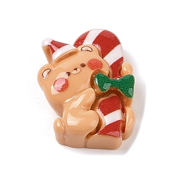 Candy Cane Рождественский медведь на тему непрозрачной смолы, декодированные кабошоны, шоколадная конфета, 25.5x19x8 мм