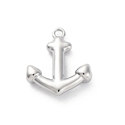 Платинированный Латунные подвески, без кадмия, без никеля и без свинца, Якорь прелести, Реальная платина, 15.5x13x3.5 мм, отверстие : 1.4 мм