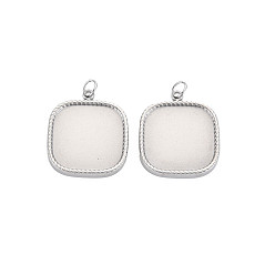 Нержавеющая Сталь Цвет 304 Настройки эмали нержавеющей стали кулон, с прыжковых колец, квадратный, цвет нержавеющей стали, 19x16x2 мм, Перейти кольцо: 4x0.5 мм, 2.5 мм внутренним диаметром