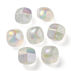 Honeydew UV Plating Luminous Transparent Acrylic Beads, Glow in The Dark, Half Round, Honeydew, 19x19x15mm, Hole: 3.5mm