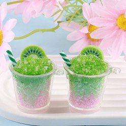 Лайм Светящиеся подвески смолы, прелести для ледяных фруктовых напитков, имитация еды, светится в темноте, желто-зеленые, 35x44 мм