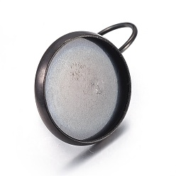 Черный Серьги-подвески из нержавеющей стали с ионным покрытием (IP)., плоско-круглые, электрофорез черный, лоток : 12 мм, 20x14 мм, штифты : 0.7 мм