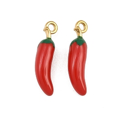 Hot Pepper 316 хирургические эмалевые подвески из нержавеющей стали, подвески в форме овощей, ионное покрытие (ip), реальный 18 k позолоченный, горячие прелести перец, 17x4.5x4.5 мм, отверстие : 1.5 мм