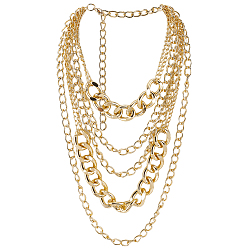 Золотой 1Многослойные ожерелья из кубинской цепи из поликарбоната и алюминия для женщин, золотые, 11.81 дюйм (30 см)