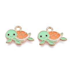 Аквамарин Подвески из эмали и сплава, без свинца и без кадмия, черепаховый шарм, золотые, аквамарин, 12x17x1 мм, отверстие : 2 мм