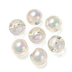 Weiß Transparente UV-Beschichtung regenbogenschillernde europäische Acrylperlen, Perle in Perlen, Großloch perlen, Runde, weiß, 17.5x17.5 mm, Bohrung: 4.5 mm