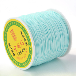 Pale Turquoise Braided Nylon Thread, Chinese Knotting Cord Beading Cord for Beading Jewelry Making, Pale Turquoise, 0.8mm, about 100yards/roll