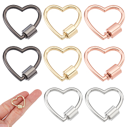 (52) Непрозрачная лаванда 8шт. 4 цветов, карабины-замки из цинкового сплава с винтовым креплением, подвески, сердце, разноцветные, 20x20.5x2 мм, 2 шт / цвет