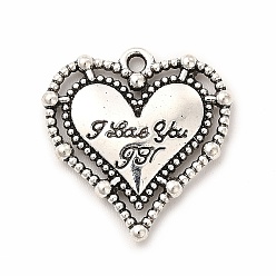 Antique Silver Tibetan Style Alloy Pendants, Heart, Antique Silver, 20x19.5x3mm, Hole: 1.6mm
