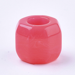 Deep Pink Acrylic Beads, Imitation Gemstone Style, Two Tone Color, Eight Prism, Deep Pink, 18x18x15mm, Hole: 8.5mm, about 152pcs/500g