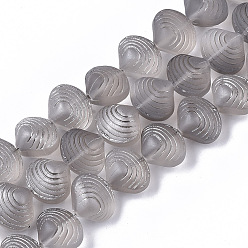 Gainsboro Electroplate Glass Beads Strands, Frosted, Shell Shape, Gainsboro, 12x14.5x10mm, Hole: 1mm, about 50~51pcs/Strand, 24.41 inch(62cm)