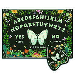 Butterfly Pendulum Dowsing Divination Board Set, Wooden Spirit Board Black Talking Board Game for Spirit Hunt Birthday Party Supplies with Planchette, Butterfly Pattern, 300x210x5mm, 2pcs/set