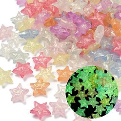 (52) Непрозрачная лаванда Светящиеся прозрачные акриловые бусины, звезда, с блеском порошок, разноцветные, 20.5x22x10.5 мм, отверстие : 2 мм, 300 шт / 500 г