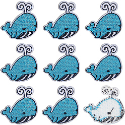 Голубой 10 шт. Компьютеризированная вышивка на ткани утюгом / пришивание заплат, аксессуары для костюма, аппликация, кит форма, голубой, 28x30 мм
