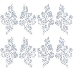 Plata 5Parches de parches de ropa con hilo de bordar, patrón de flores, con lentejuelas, plata, 175x95x1 mm