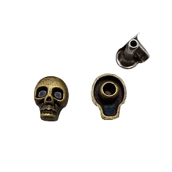 Античная Бронза Хэллоуин череп цинковый сплав столкновение заклепки, полукруглая заклепка, для ремня, одежды, сумочка, кожаная сумка, аксессуары ручной работы своими руками, античная бронза, 11x9 мм, штифты : 7x6x2.5 мм
