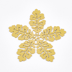 Gold Spray Painted Alloy Pendants, Leaf, Gold, 33x19x1mm, Hole: 2mm