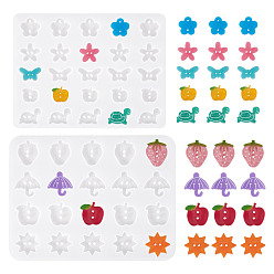 (7BDF) Прозрачный морозный бирюзовый 2 шт. 2 стили силиконовые формы для кнопок своими руками, формы для литья смолы, для изготовления изделий из уф-смолы и эпоксидной смолы, призрачный белый, 115~126.5x88~97x4.5 мм, отверстие : 1.5~2 мм, внутренний диаметр: 10~19.5x12~20 мм, 1 шт / стиль