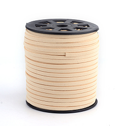 Бледно-Золотистый Замша Faux шнуры, искусственная замшевая кружева, цвет пшеницы, 5x1.5 мм, 100 ярдов / рулон (300 футов / рулон)