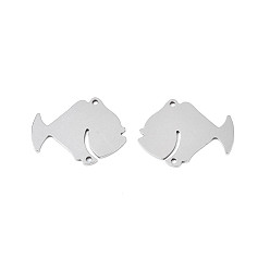 Stainless Steel Color Non-Tarnish 304 Stainless Steel Connector Charms, Fish, Stainless Steel Color, 27x21x1mm, Hole: 1.5mm
