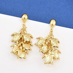 Turtle 304 из нержавеющей стали болтаться серьги, золотые, черепаха, 49 мм