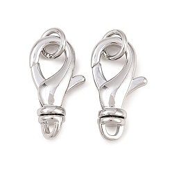 Real Platinum Plated Brass Lobster Claw Clasps, with Jump Ring, Real Platinum Plated, 16x8.5x4.5mm, Hole: 1.5mm