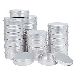 Platinum Round Aluminium Tin Cans, Aluminium Jar, Storage Containers for Cosmetic, Candles, Candies, with Slip-on Lid, Platinum, 7.8x2.4cm, 24pcs/box