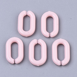 Pearl Pink Opaque Acrylic Linking Rings, Quick Link Connectors, For Jewelry Cable Chains Making, Oval, Pearl Pink, 15x9x3mm, Inner Diameter: 3.5x9mm, about 2170pcs/500g