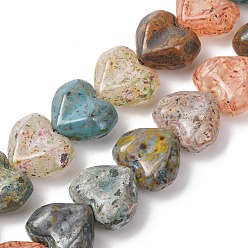 (52) Непрозрачная лаванда Окрашенные стеклянные бусины , сердце, граненые, разноцветные, 12.5~13x15x7.5~8.5 мм, отверстие : 1.2 мм, около 30 шт / нитка, 14.17'' (36 см)