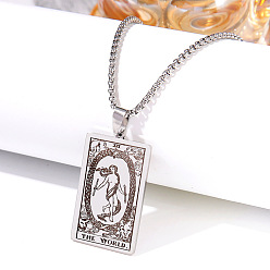 Нержавеющая Сталь Цвет Ретро хип-хоп 304 ожерелья с подвесками таро из нержавеющей стали для мужчин, цвет нержавеющей стали, 24.02 дюйм (61 см)