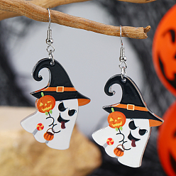 Ghost Акриловые болтаться серьги стержня, платина, призрак, 65x30 мм