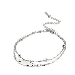 Нержавеющая Сталь Цвет Перо 201 двухслойные браслеты из нержавеющей стали для женщин, цвет нержавеющей стали, 8-1/4 дюйм (210 мм)