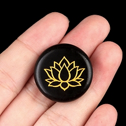 Обсидиан Символ натуральный обсидиан плоский круглый пальмовые камни, Хрустальный карманный камень для балансировки Рейки, медитации, украшения дома, 25 мм