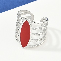 Красный Конский глаз 304 эмалированные манжеты из нержавеющей стали для женщин, цвет нержавеющей стали, красные, 22.5 мм, внутренний диаметр: регулируемый