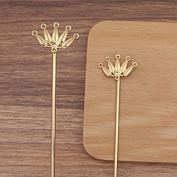 Golden Ancient Style Alloy Hair Stick Finding, for DIY Jewelry Accessorie, Leaf, Golden, 120x27mm, 20pcs/set